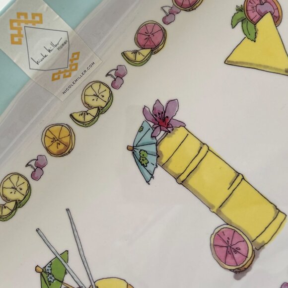 Nicole Miller Home Large Melamine Tropical Tiki Theme Serving Platter Tray NWT - Picture 3 of 6